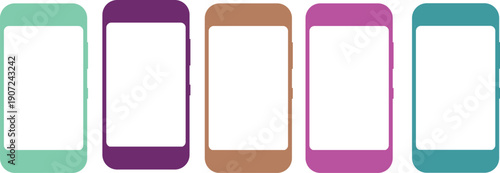 Smartphone vector icon for graphic and background design use. Modern black mobile phone illustration in clean flat style, featuring a white screen display isolated on a white background.