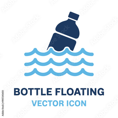 floating plastic bottle ocean pollution icon