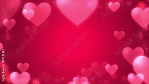 Red Background with Pink Hearts Animation.