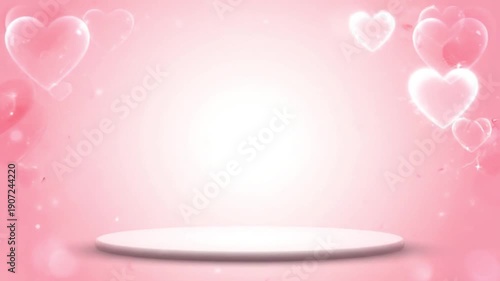 Pink Background with Hearts and Platform.