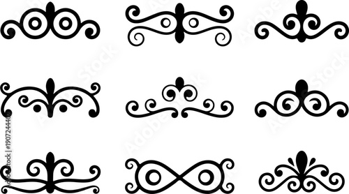 Royal Heraldic Crest and Crown Ornamental Vector Set