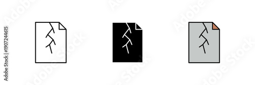 corrupted file icon. Line, solid and filled outline colorful version, outline and filled vector sign. Idea Symbol, logo illustration. Vector graphics