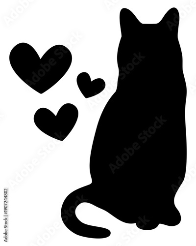Cat | Feline With Hearts | Vector Animal Art