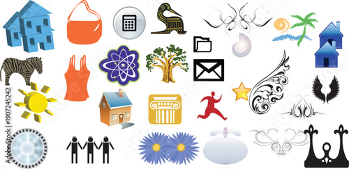 Tableau sur toile A collection of various colorful icons and symbols