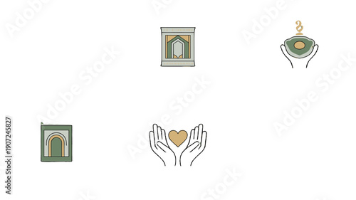 A collection of graphic religious icons, showcasing diverse symbols.