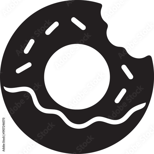  Half bitten donut silhouette  vector icon