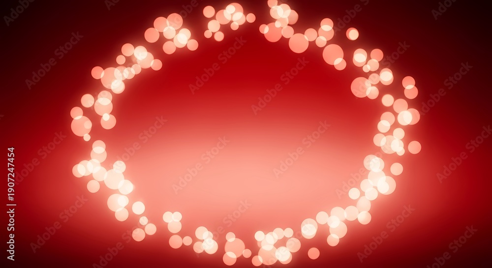 Obraz premium Glowing Circle of Light on Red Background.