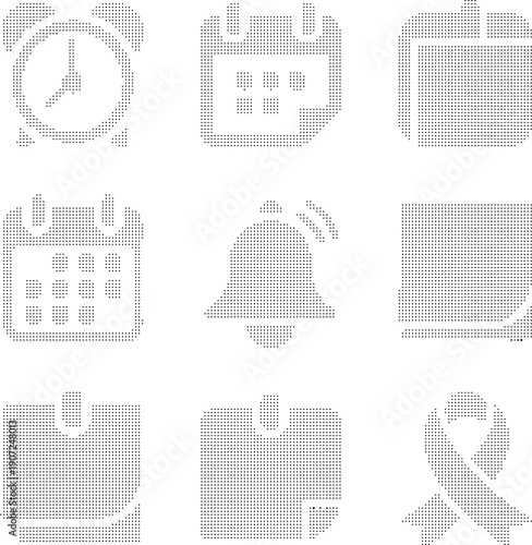 Halftone Interface Icons Set Alarm Calendar Notification Folder UI Symbols