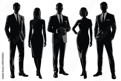Diverse Business Team Silhouettes Standing Together - Stock Media