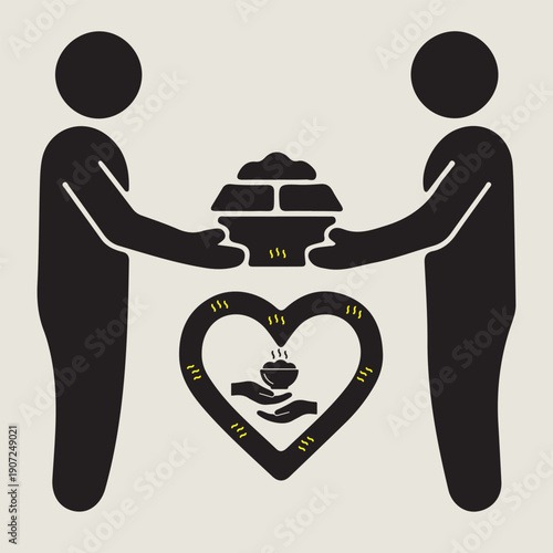 Food Distribution Donation Silhouette Icon Vector