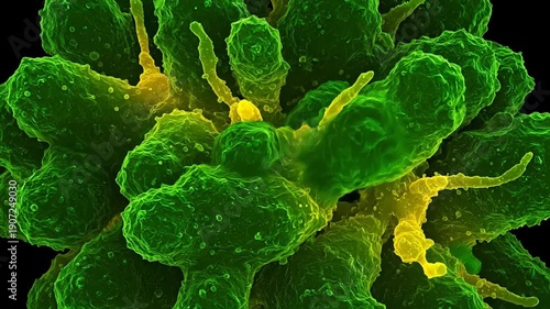 Wallpaper Mural Microscopic view of bacteria with vibrant green and yellow colors. Torontodigital.ca