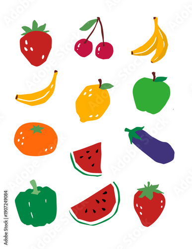 Fruit Illustration Set Collection Isolated on White Background