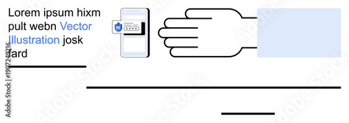 Cybersecurity, authentication, online safety, secure login, password protection, technology concept. A hand holding a phone with a password input. Cybersecurity and authentication highlighted