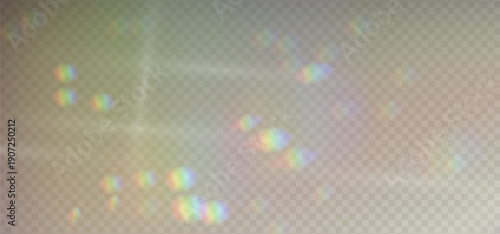 Holographic prism light effect. Realistic rainbow dispersion and crystal reflection. Soft blurred overlay texture for creative projects. vector