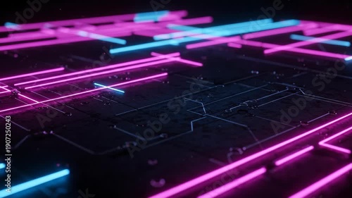 Wallpaper Mural A vibrant, abstract display of glowing neon lines on a dark surface. Torontodigital.ca