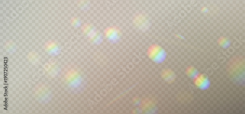 Transparent rainbow overlay. Blurred holographic spectrum light. Crystal gem reflection texture. Abstract sunbeam for photo manipulation. vector