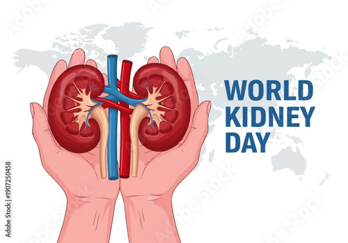 Hands holding anatomical human kidneys for world kidney day