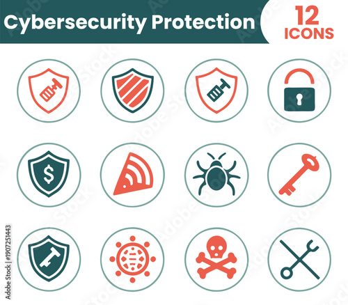 Free Download Cybersecurity Protection Icons: Shield, Padlock, Virus and Threats - GFXLoad