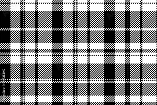 Classic black  white plaid pattern. Timeless, versatile textile design. Perfect for backgrounds, apparel, print,  web. Represents tradition, style, or simplicity.