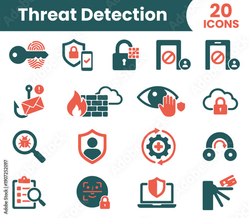 Threat Detection Icons for Cybersecurity and Network Safety