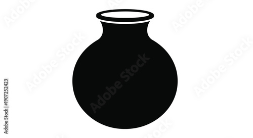 Simple black silhouette of a rounded vase with a narrow neck