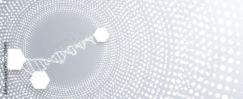 Futuristic spiral background, DNA strands, connected neural web