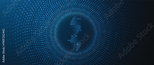 Futuristic spiral background, DNA strands, connected neural web