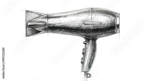 Hair dryer sketch showing design details and structure