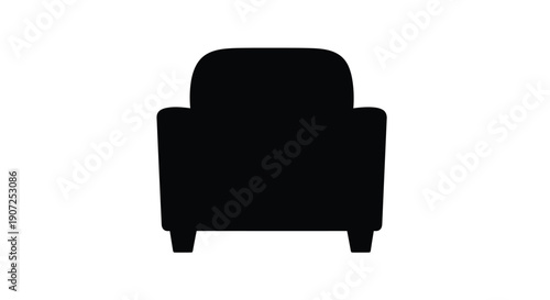 Simple black silhouette of a classic armchair with rounded features
