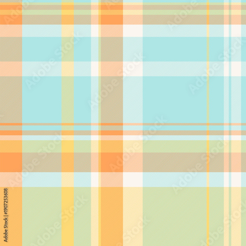 Colorful plaid pattern in pastel tones. Textile design for fashion, interiors, or backgrounds. Adds a playful, fresh aesthetic to projects needing a vibrant touch.