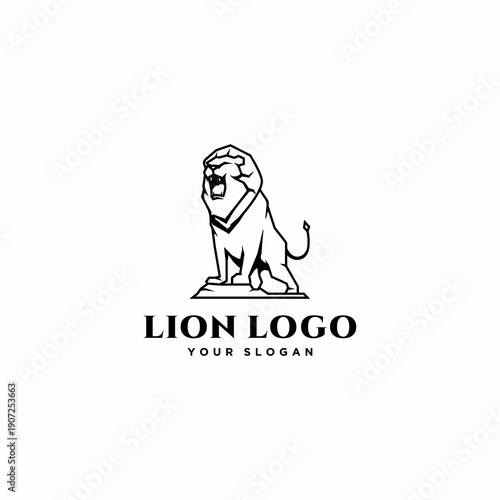 lion logo outline version gra...