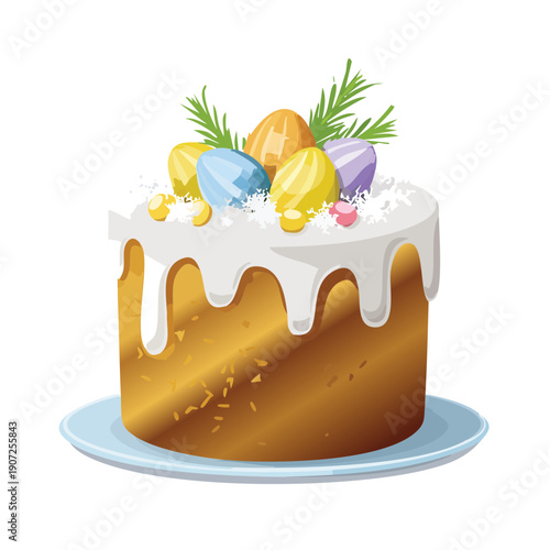Easter Drip Cake with Chocolate Eggs Vector – Festive Spring Dessert Illustration