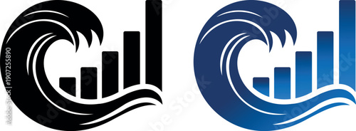 Market Analytics Wave Bar Graph Icon
