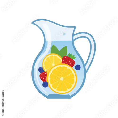 Title & Subtitle: Easter Lemon Berry Pitcher Vector – Fresh Spring Citrus Drink Illustration