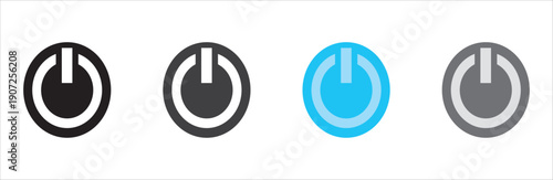 Power button icons set minimal design on off switch symbols vector illustration flat style