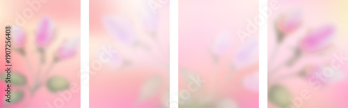 Floral spring gradient background with soft tones a set of floral cover designs.