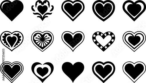 rnamental Heart Silhouette Bundle – Decorative Love Vector Set