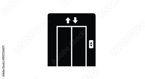 Simple black silhouette of a modern car key on a white background