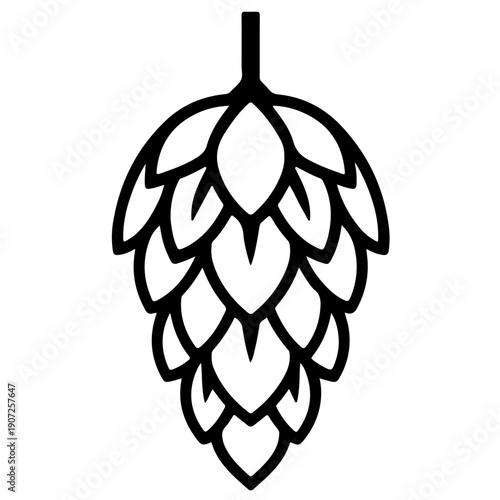 A stylized illustration of a hop cone used in brewing beer