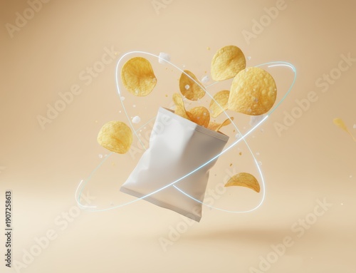 The scene is dynamic and energetic, with the chips appearing to be in motion