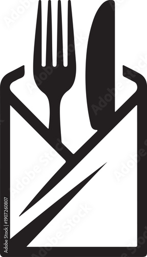 Table setting vector illustration with fork knife and napkin icon