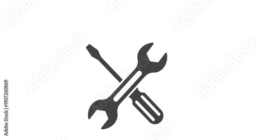 Two crossed wrenches depicted as a dark gray vector icon on a white background