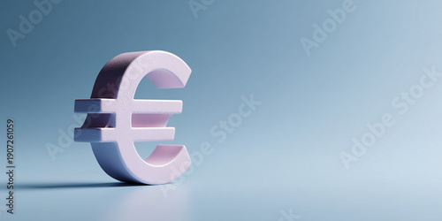 A close-up shot of the Euro symbol against a smooth background, showcasing its shape, color, and texture