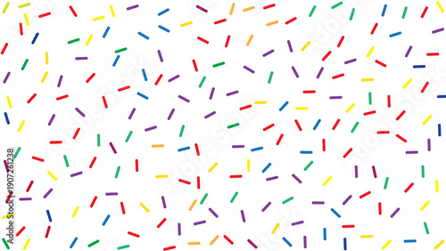 Foto Random Assortment of Brightly Colored Sprinkles on White, Festive Background