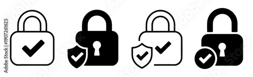 security lock shield icons set