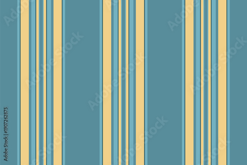 Sheet stripe vertical textile, rug background lines pattern. Porder texture vector seamless fabric in cyan and amber colors.