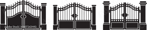 Black metal gates with decorative tops and pillars black gates decorative gates gate iron gates