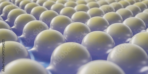 Abstract Rows of Smooth, Spherical Pods in Soft Lighting