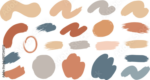 Abstract Brush Stroke Shape Collection with Neutral Earth Tone Color Palette for Modern Design Backgrounds Branding and Creative Vector Projects