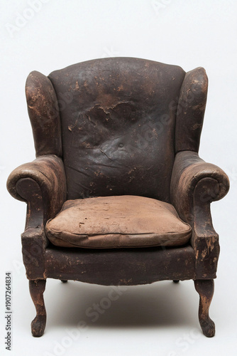 Distressed Vintage Brown Leather Armchair